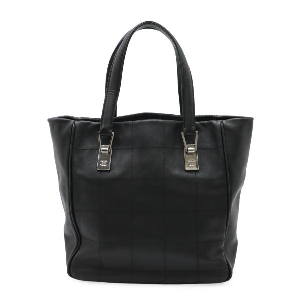 【美品】シャネル　チョコバー　ラムスキン　トートバッグ　ハンドバッグ　黒　451 CHANEL シャネル チョコバー トートバッグ ラムスキン ブラック