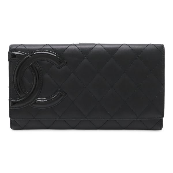CHANEL シャネル カンボンライン 二つ折財布 がま口 ココマーク　ブラック CHANEL - シャネル カンボンライン 折り財布 がま口 ココマーク