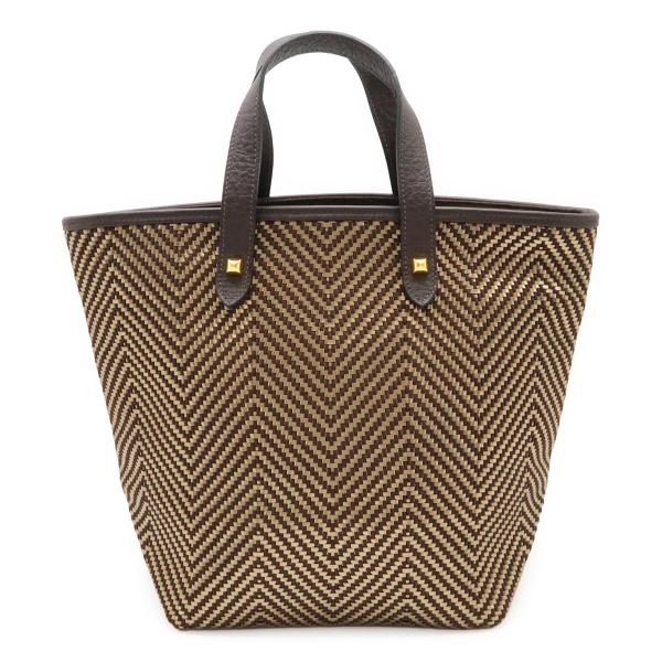 HERMES エルメス カバ チェンナイPM トートバッグ ハンドバッグ レザー 編み込み ダークブラウン ゴールド ゴールド金具 □M刻印 HERMES（エルメス） カバ チェンナイPM トートバッグ ハンドバッグ
