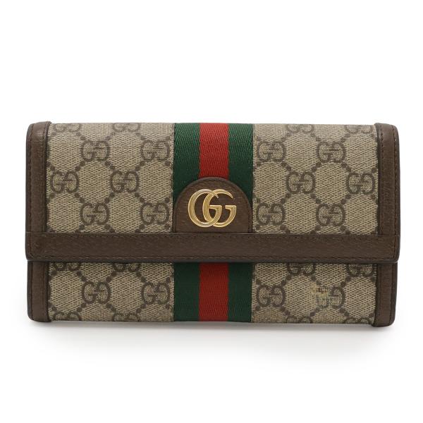 GUCCI グッチ オフィディア GGスプリーム GGコンチネンタルウォレット 2つ折長財布 二つ折り PVC レザー ベージュ ブラウン 茶 523153 GUCCI（グッチ） オフィディア GGスプリーム GGコンチネンタル