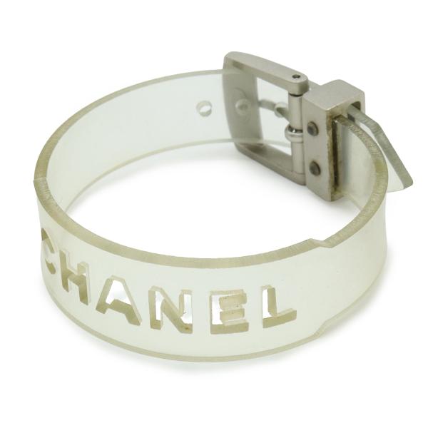 CHANEL（シャネル） ラバー ブレスレット バンド ロゴ クリア シルバー