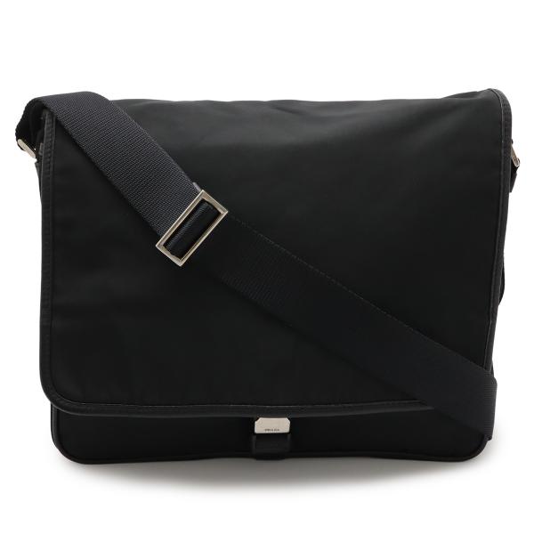 超美品 プラダ ショルダーバッグ メッセンジャーバッグ ナイロン 黒 ブラック PRADA（プラダ） ショルダーバッグ メッセンジャーバッグ 斜め掛け