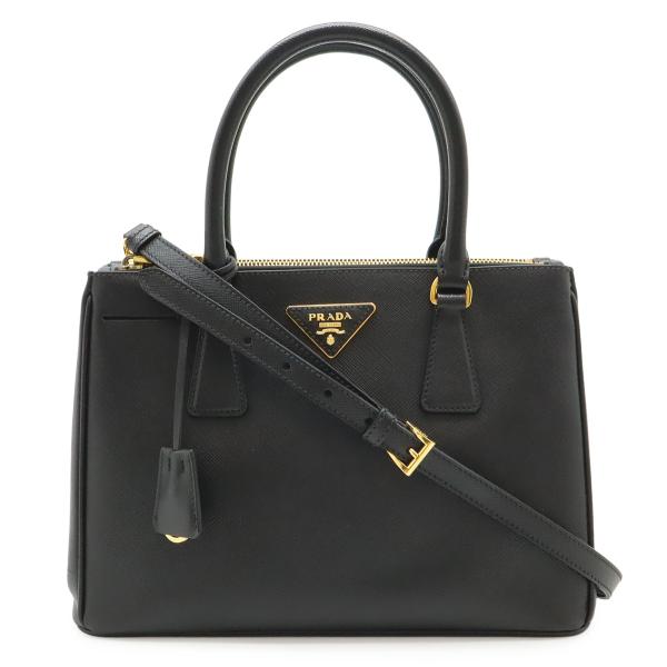 PRADA サフィアーノ ガレリア ブラック ハンドバッグ ショルダー R29 PRADA（プラダ） ガレリア トライアングル ショルダーバッグ 斜め掛け