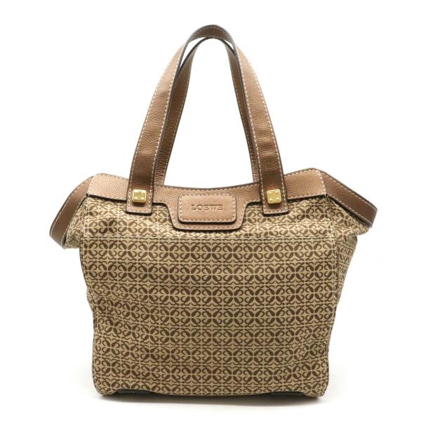 LOEWE ロエベ アナグラム トートバッグ ラージトート ショルダーバッグ キャンバス レザー メタリックブラウン LOEWE ロエベ アナグラム トートバッグ ラージトート ショルダーバッグ キャンバス レザー メタリックブラウン