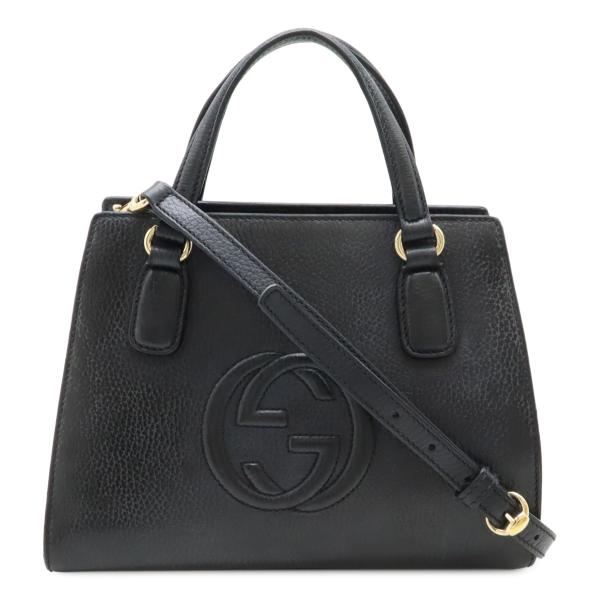 GUCCI ハンドバッグ　インターロッキング　ブラック　レザー　ゴールド金具 GUCCI（グッチ） ソーホー インターロッキングG ハンドバッグ 2WAY