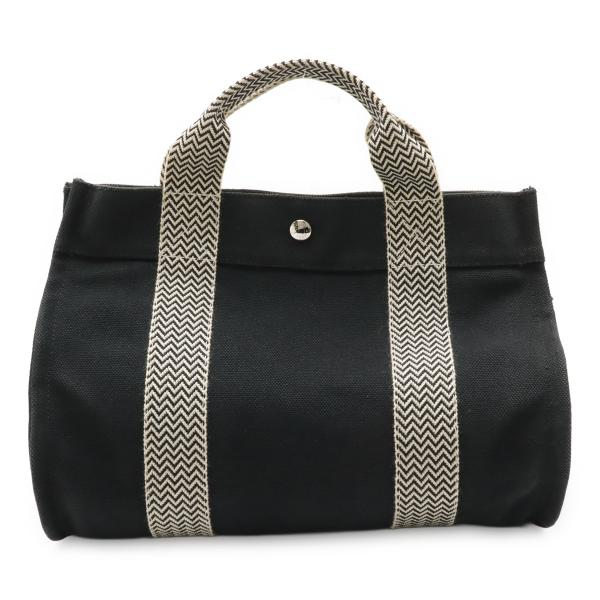岡田 エルメス PMサイズ カンヌ 黒 筒形トート ハンドバッグ HERMES（エルメス） カンヌPM トートバッグ ハンドバッグ キャンバス