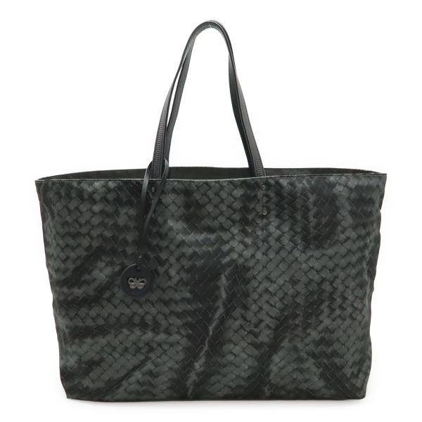 BOTTEGA VENETA ボッテガ ヴェネタ イントレッチオ リュージョン トートバッグ ショルダーバッグ ナイロン レザー グレー チャーム付き BOTTEGA VENETA（ボッテガ・ヴェネタ） ボッテガ ヴェネタ
