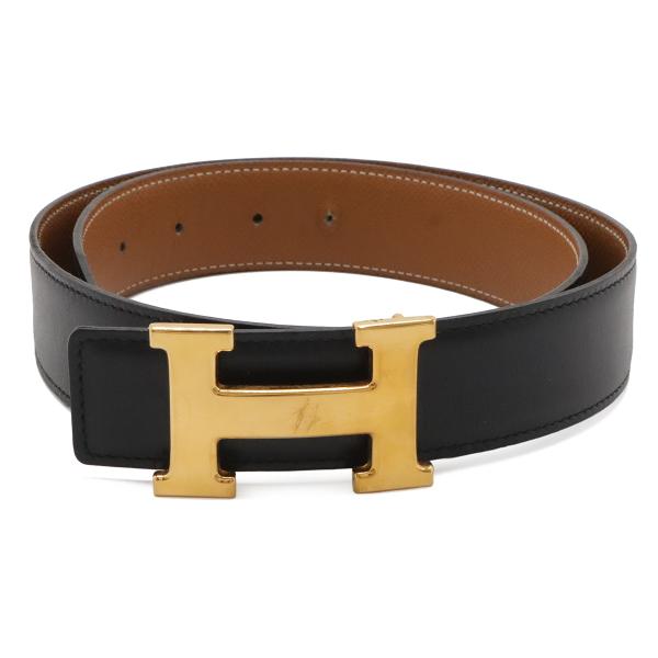 HERMES（エルメス） Hベルト Hバックル リバーシブル レザー ブラック