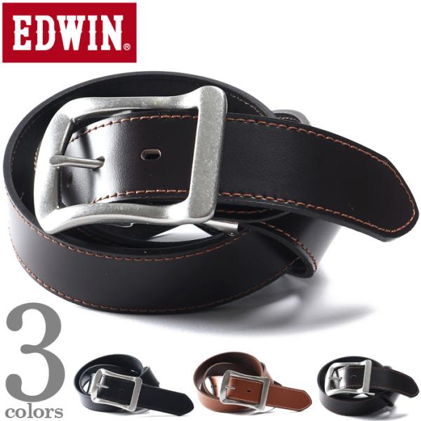 大きいサイズ メンズ EDWIN エドウィン シングルステッチ レザー ベルト ロングサイズ 0111232