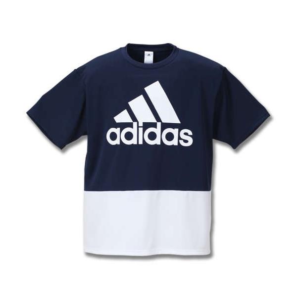 adidas カラーブロック切替半袖Tシャツ ネイビー×ホワイト 1178-8241-1 3XO 4XO 5XO 6XO 7XO 8XO