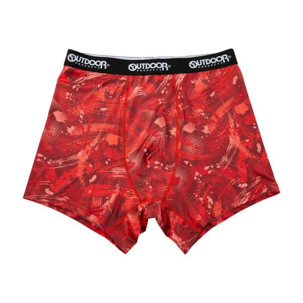 大きいサイズ メンズ OUTDOOR PRODUCTS ポリエステルベア天スプラッシュ柄 ボクサーパンツ レッド 1249-5304-1 3L 4L 5L 6L 7L 8L