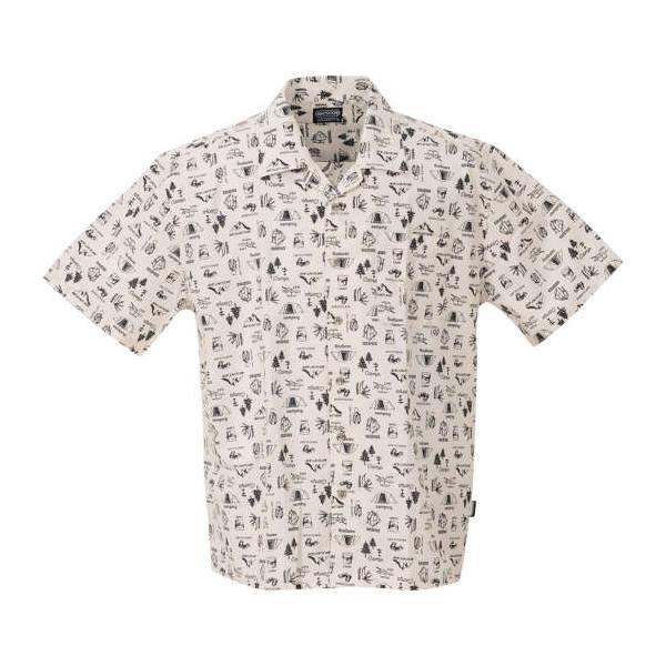 大きいサイズ メンズ OUTDOOR PRODUCTS ブロードプリント 半袖 オープンカラー シャツ アイボリー 1257-3225-1 3L 4L 5L 6L 7L 8L