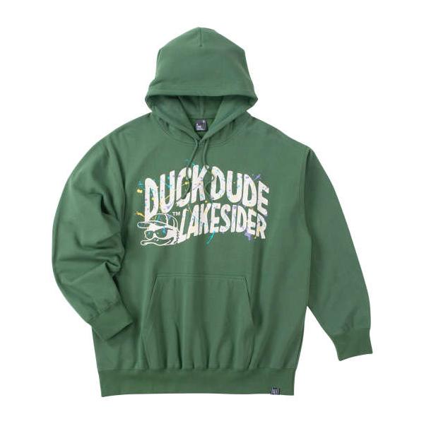 大きいサイズ メンズ b-one-soul DUCK DUDEレイクサイダー スプラッシュ プル パーカー グリーン 1258-4317-3 3L 4L 5L 6L