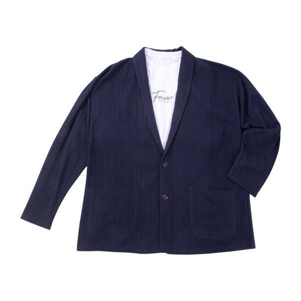 大きいサイズ メンズ launching pad 針抜きストライプ 長袖 ショール