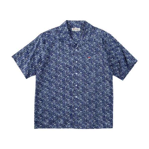 大きいサイズ メンズ H by FIGER 裏使い総柄プリント オープン 半袖 シャツ ネイビー 1267-5202-1 3L 4L 5L 6L
