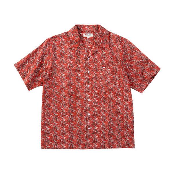 大きいサイズ メンズ H by FIGER 裏使い総柄プリント オープン 半袖 シャツ オレンジ 1267-5202-2 3L 4L 5L 6L