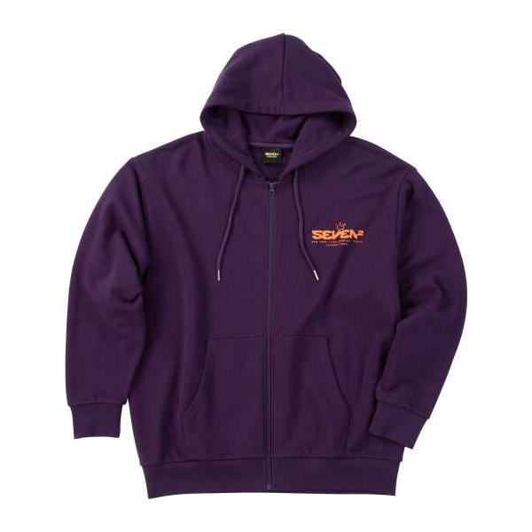 大きいサイズ メンズ SEVEN2 裏毛 フルジップ パーカー パープル 1268-5302-1 3L 4L 5L 6L 8L 大きいサイズ メンズ SEVEN2 裏毛 フルジップ パーカー パープル 1268