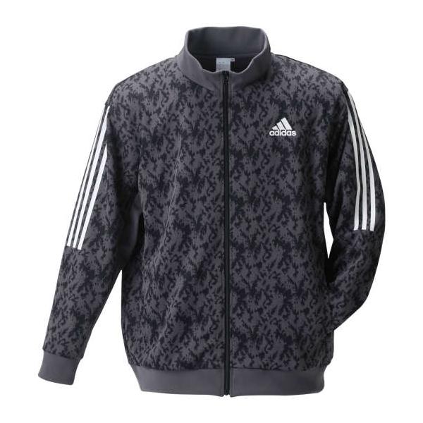 大きいサイズ メンズ adidas 総柄 ウォームアップ ジャケット カーボン 1276-3312-1 3XO 4XO 5XO 6XO 7XO 8XO