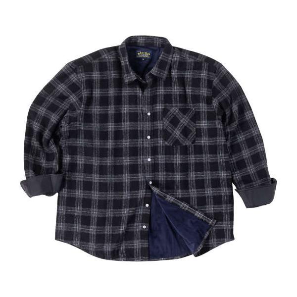 大きいサイズ メンズ Mc.S.P T/Cネルチェック裏ベロア 長袖 シャツ ブラック系 1277-4362-2 3L 4L 5L 6L 8L