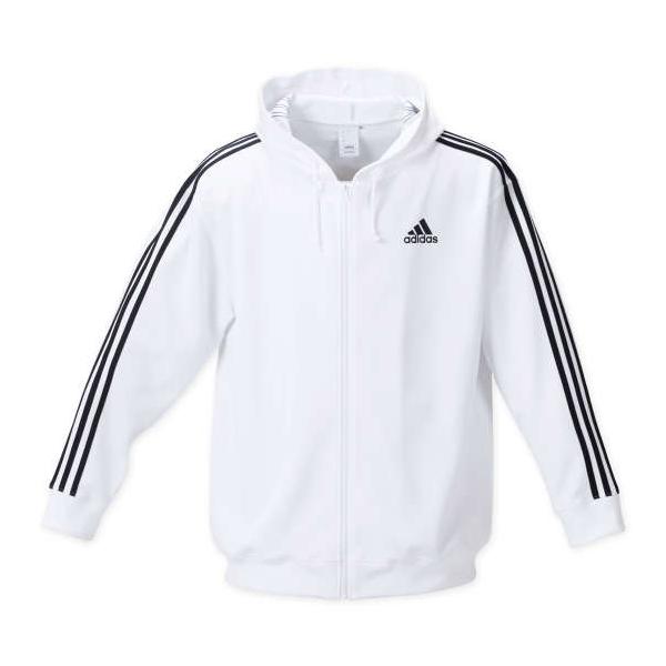 大きいサイズ メンズ adidas スウェット フルジップ パーカー ホワイト 1278-3301-1 3XO 4XO 5XO 6XO 7XO 8XO