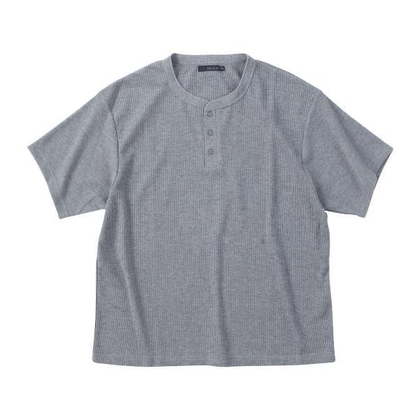 大きいサイズ メンズ Mc.S.P ワッフル ヘンリーネック 半袖 Tシャツ ミックスグレー 1278-4261-3 3L 4L 5L 6L 7L 8L