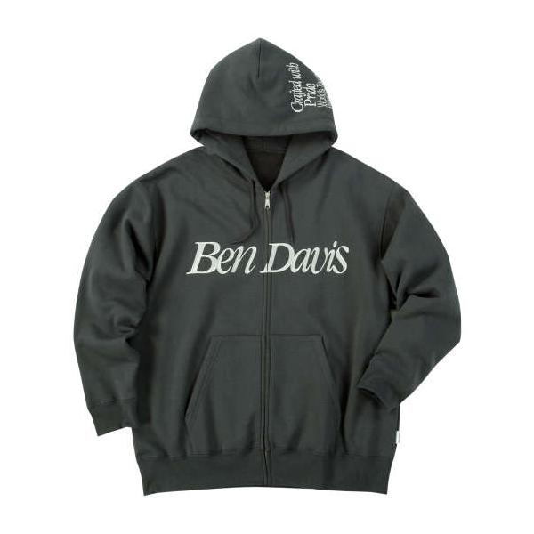 大きいサイズ メンズ BEN DAVIS スラントロゴ フルジップ パーカー チャコール 1278-5614-1 3L 4L 5L 6L