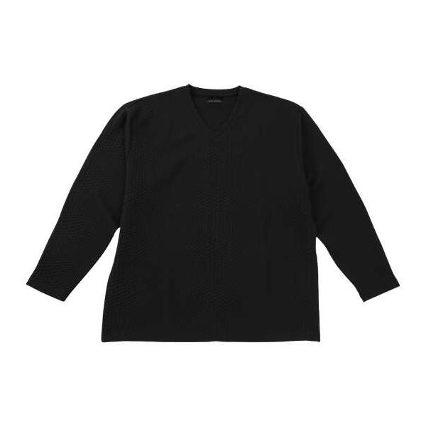 大きいサイズ メンズ TETE HOMME ブリスター ジャガード Vネック 長袖 Tシャツ ブラック 1278-5645-2 3L 4L 5L 6L 大きいサイズ メンズ TETE HOMME ブリスター ジャガード Vネック 長袖