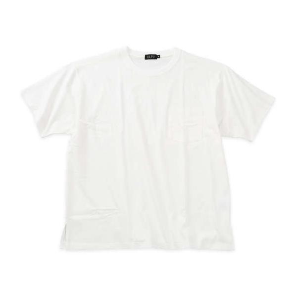 大きいサイズ メンズ EL.FO 無地 ポケット付 タフ衿 クルーネック 半袖 Tシャツ ホワイト 1278-5700-1 3L 4L 5L 6L