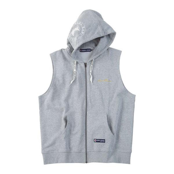 大きいサイズ メンズ KARL KANI ノースリーブ フルジップ パーカー ミックスグレー 1278-6286-1 3L 4L 5L 6L 8L