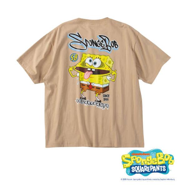 大きいサイズ メンズ SPONGEBOB 天竺プリント 半袖 Tシャツ ベージュ 1278-6505-1 3L 4L 5L 6L