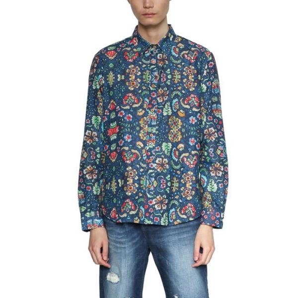 Desigual（デシグアル） 大きいサイズ メンズ 長袖総柄プリントシャツ