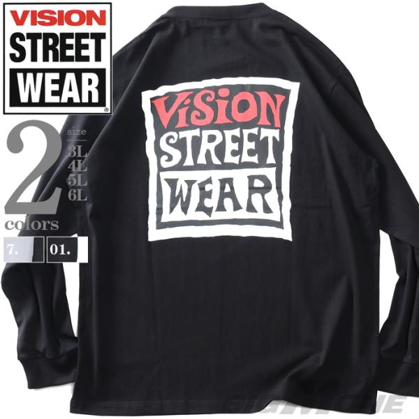 大きいサイズ メンズ VISION STREET WEAR カーリーマグロゴ プリント ロング Tシャツ 5305702