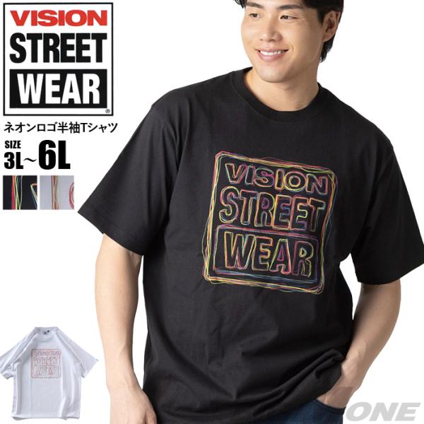 大きいサイズ メンズ VISION STREET WEAR ネオンロゴ 半袖 Tシャツ 春夏新作 6505702 爆買