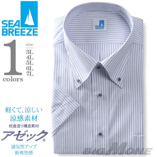 2点目半額 SEA BREEZE シーブリーズ 半袖 ワイシャツ ボタンダウン 形態安定  ehcb26-18