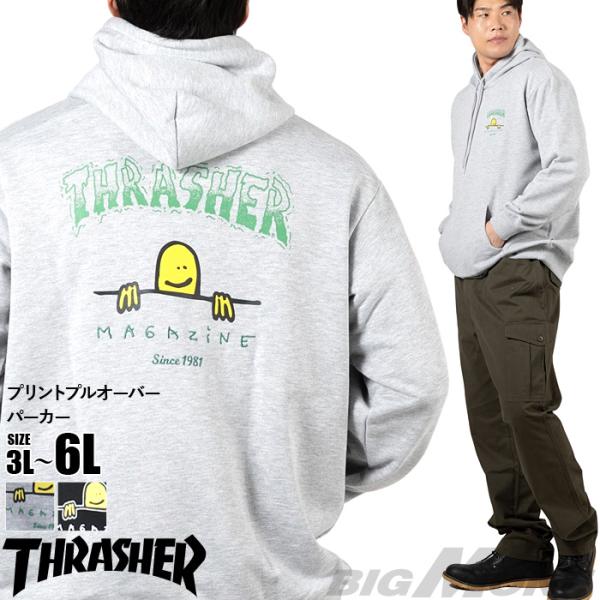 大きいサイズ メンズ THRASHER スラッシャー プリント プルオーバー パーカー 春夏新作 th26sp07k 【fre】 爆買