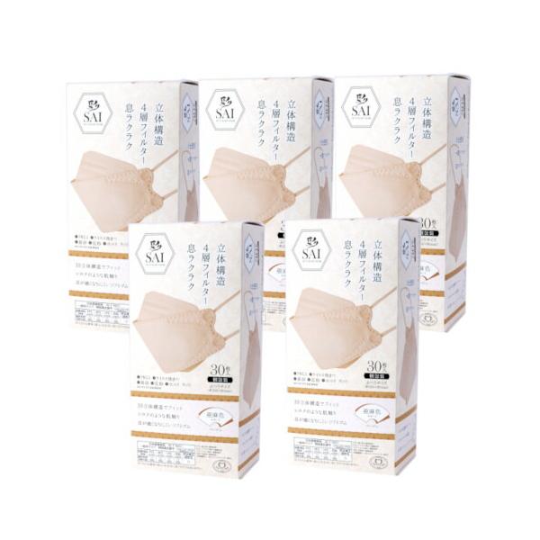 不織布 マスク 彩 ‐SAI‐3D カラーマスク 30枚 ベージュ ふつうサイズ