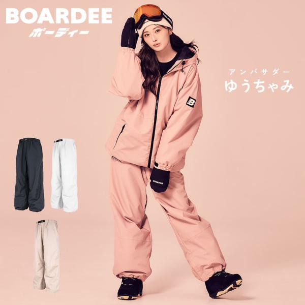BOARDEE ボーディー レディース スノーボード パンツ■OB43Wオーバーサイズシルエット■素材　ポリエステル■耐水圧20,000mm■透湿性：3,000g■パンツ・サイドポケット2か所・フラップポケット2か所・股下ベンチレーション・...
