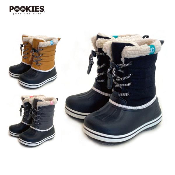 POOKIES プーキーズ スノーシューズ■PK-WP710S本格的な大人のウィンターブーツのスタイルをジュニアブーツに仕上げたハイグレードタイプ。ソール部には水深5cm程度までの完全防水機能を備えた超軽量なEVAソールを使用し、防滑・耐摩...