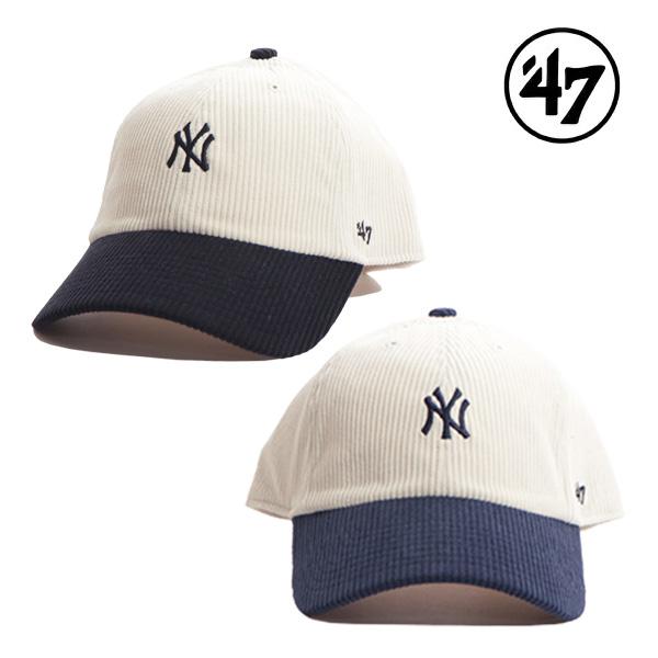 47【フォーティーセブン】クリーンナップ ニューヨーク・ヤンキース 2-Tone Corduroy コーデュロイ ナチュラル 2トーン 帽子 ユニセックス【ネコポス発送】