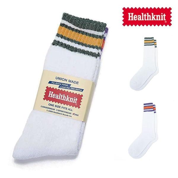 ヘルスニット【Healthknit】191-3657 シンカーライン 2Pソックス 靴下 ハイソックス ロングソックス ライン メンズ ロゴ 25-27cm 2足セット【ネコポス発送】