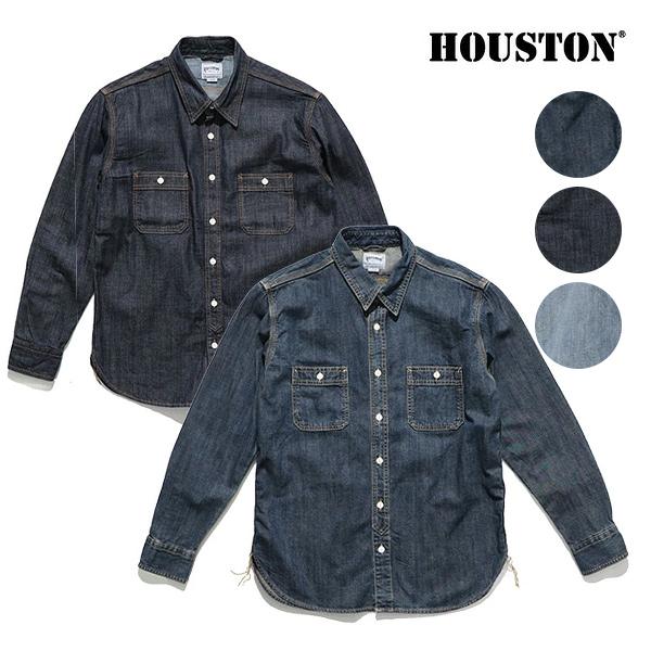 ヒューストン【HOUSTON】40511 USA COTTON DENIM WORK SHIRT デニムワークシャツ 長袖 コットン メンズ トップス