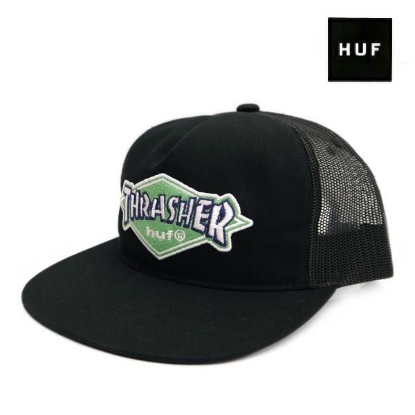 ハフ【HUF】HT00962 HUF X THRASHER LOGO TRUCKER スラッシャー コラボ キャップ 帽子 ユニセックス メッシュキャップ トラッカー スナップバック ストリート