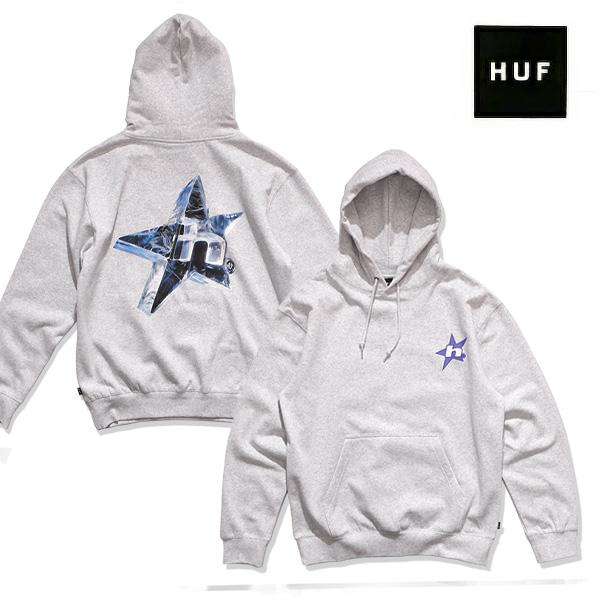 ハフ【HUF】PF00781 HUF ICE STAR PO HOODIE パーカー プルオーバー 長袖 メンズ レディース トップス 裏毛 ロゴ ストリート ヘザーグレー
