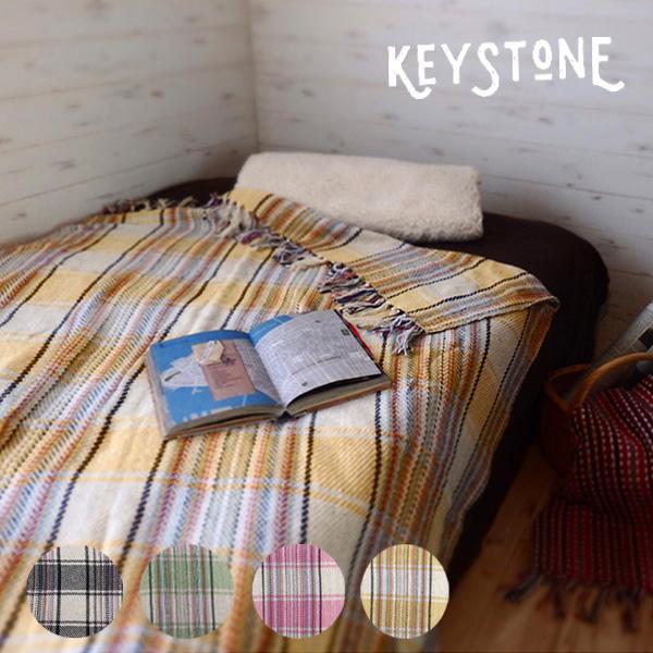 キーストーン【KEYSTONE】IN0577 アップサイクル コットンスロー チェッカー マルチカバー ブランケット インテリア ソファ ベッド ナチュラル おしゃれ