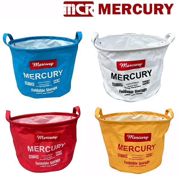 マーキュリー/MERCURY キャンバス ＲＯＵＮＤバケツ ブルー レッド イエロー ナチュラル アメリカン雑貨 バケツ 収納 ボックス インテリア 折りたたみ