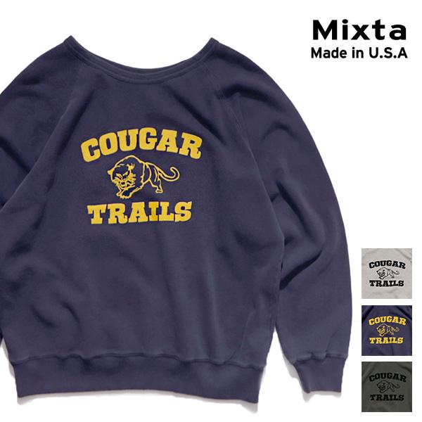 ミクスタ【MIXTA】R282 CREW NECK SWEAT RAGRAN COUGAR クルーネック スウェット ラグラン トレーナー 長袖 プルオーバー 裏起毛 メンズ レディース アメリカ