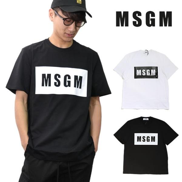 エムエスジーエム【MSGM】 正規品 T-SHIRT WITH BOX LOGO Tシャツ 半袖 