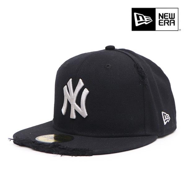 ニューエラ【ＮＥＷ ＥＲＡ】59FIFTY MLB Damaged Denim ニューヨーク・ヤンキース ブラック ダメージドデニム キャップ 帽子 ロゴ MLB メンズ レディース
