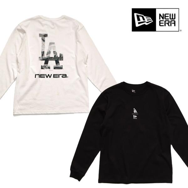 ニューエラ/NEW ERA ウォッシュドコットン ロングスリーブ Tシャツ ロサンゼルス・ドジャース 長袖 ロンT 製品染め フォトプリント【ネコポス発送】