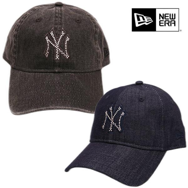 ニューエラ【ＮＥＷ ＥＲＡ】9TWENTY Rhinestone ラインストーン ニューヨーク・ヤンキース デニム ブラック 帽子 キャップ ユニセックス